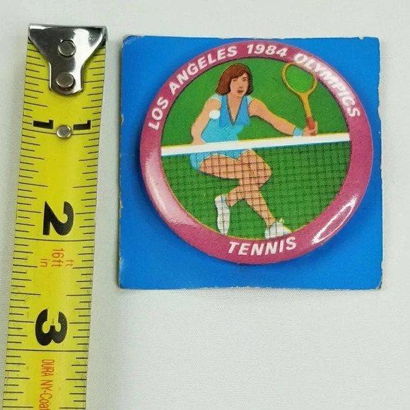 Los Angeles 1984 Olympics Vintage Tennis Pin/Button LAOOC 1983 Made in the USA - Picture 2 of 5
